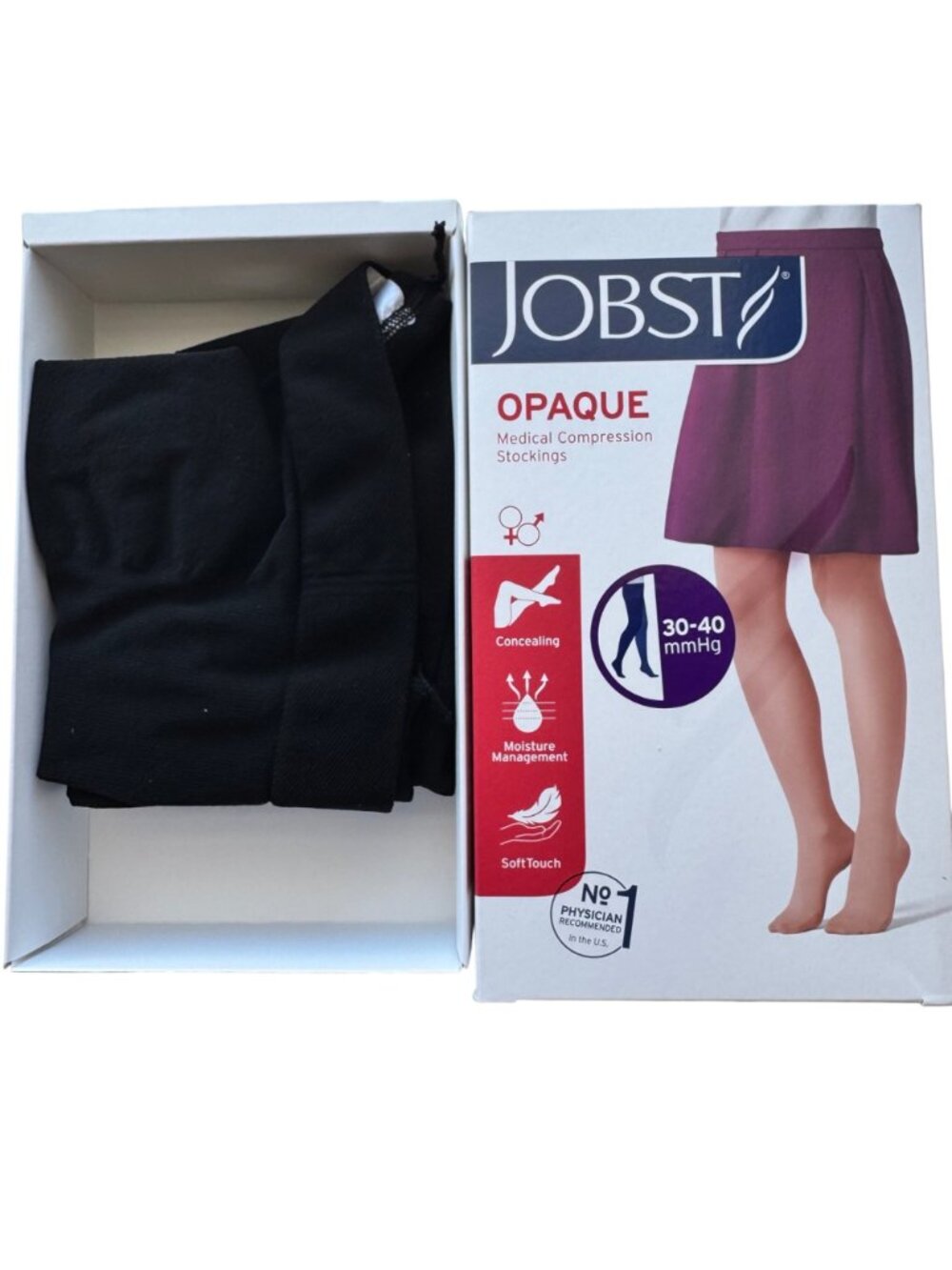 Jobst Compression Stockings Opaque Black Large Waist CT Support 30-40 MmHg NEW - Picture 9 of 9